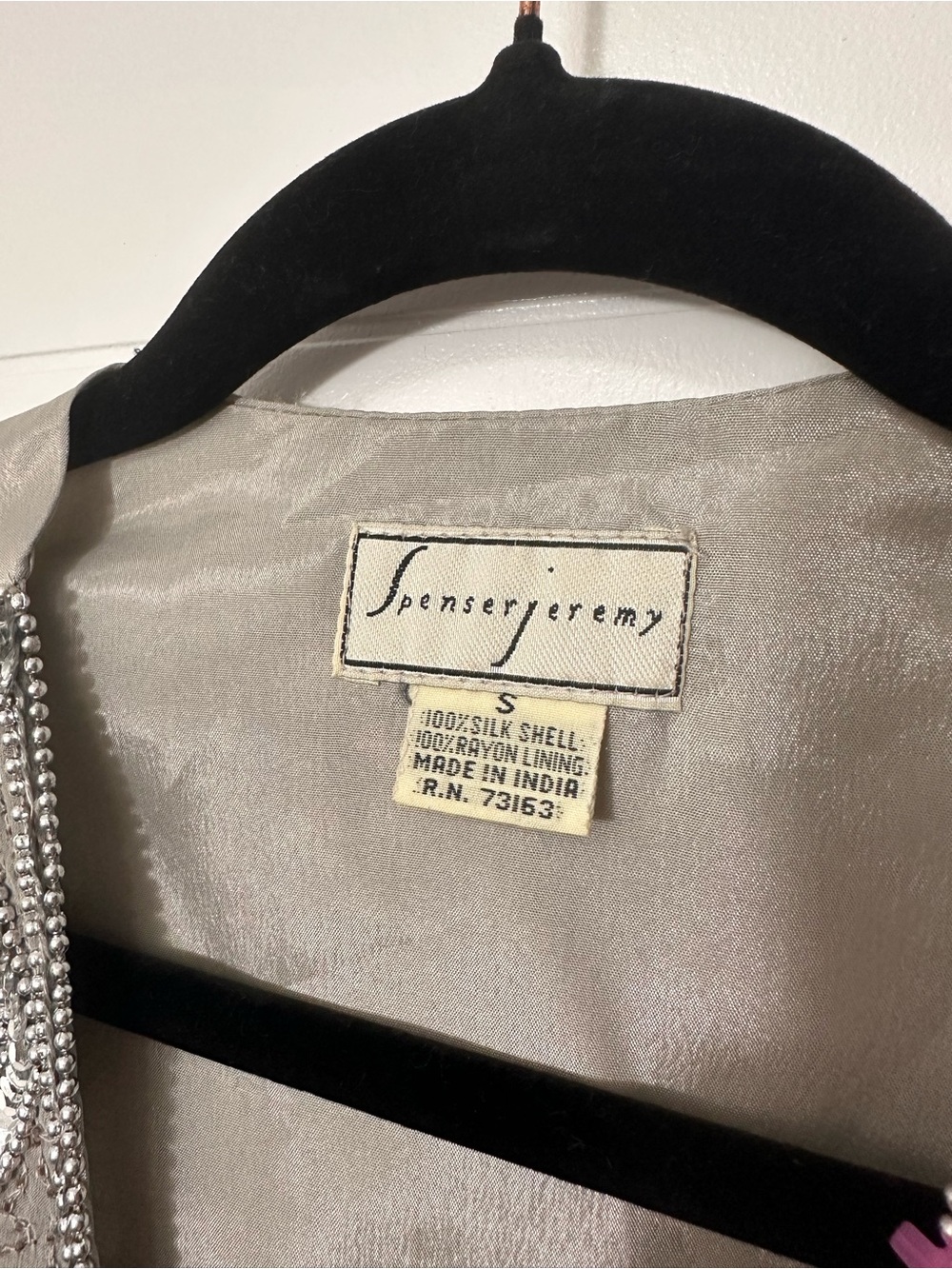Spenser Jeremy Vintage Silver Beaded Sequin Women's 100% Silk Size S NWT - Picture 5 of 7